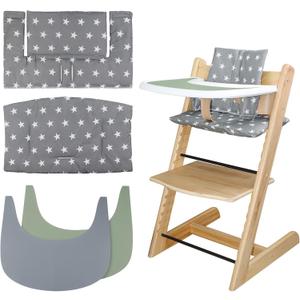 for Tripp Trapp High Chair Cushion, Comfortable for Tripp Trapp High Chair Cushion, with Two High Chair Placemat, for Tripp Trapp Cushion Set Makes It More Comfortable for Baby (Gray Stars)