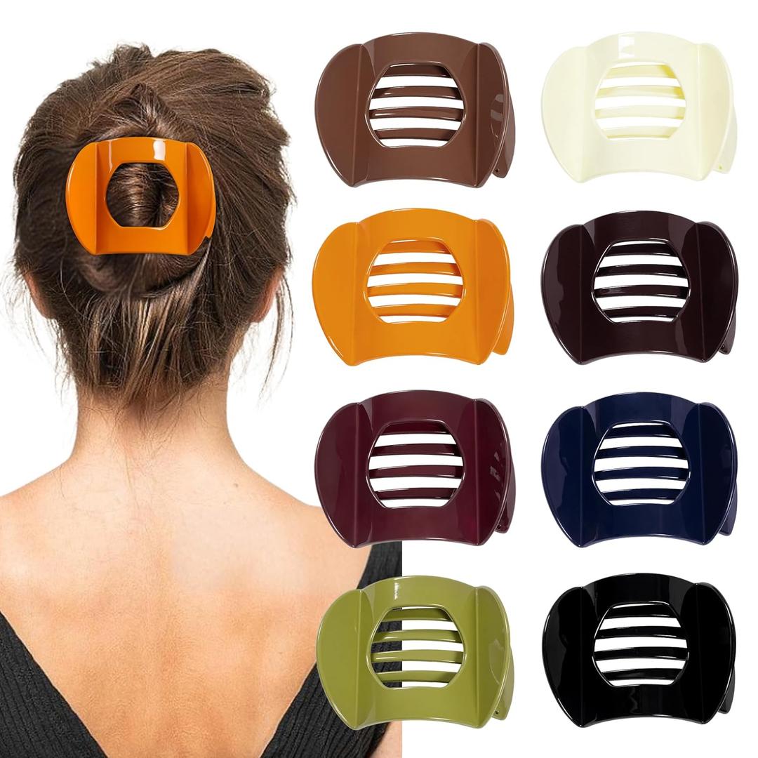 2 x 8 Pcs French Flat Hair Clips for Women Matte Claw Clips for Thick & Thin Hair No-Slip Hair Claw Strong Hold Styling Barrettes Accessories