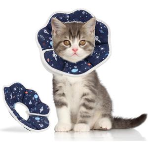 Soft Cat Cone, Adjustable Recovery Collar After Surgery to Prevent Licking Wound, Protective Cat Neck Cone, Comfortable Pet Elizabethan Collar for Cats Kittens and Puppies (XS) (XS (Neck: 2.7-4.8 in), Planet Pattern)