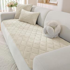 Fuzzy Pet Couch Covers for Dogs Washable, Non Slip Couch Covers for 2 Cushion Couch Pet Friendly, Thick Soft Loveseat Covers, Dog Couch Cover Protector Couches Mat (27.6" X 59", Beige)