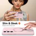 for Galaxy S25 Case with Stand, Slim Liquid Silicone Phone Cases for Samsung Galaxy S25 Compatible with MagSafe, Full Camera Protection Magnetic Kickstand Cover Case for Samsung S25, Pink