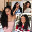 Curly Feather Crochet Hair Human Hair Feeling 100 Roots Pre-Separated miracle knot 18 Inch Deep Wave crochet Hair For Black Women (1B, 18 Inch-100 Roots)