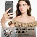 Matekxy for iPhone 17 Air Camera Lens Protector Glitter - Cute Girly Metal Individual Bling Ring Cover for Women, 9H Anti-Scratch Tempered Glass with Aluminum Edging, Space Black