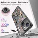 FUNMIKO for iPhone 15 Case Wireless Charging & Military-Grade Protection - Cute Floral Design for Women Girls, Non-Slip Matte Cover with Shockproof Corners - Flowers and Leaves