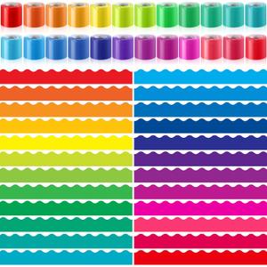 TaoBary 24 Rolls 944.9 Ft Colorful Bulletin Board Borders Bright Classroom Border for Bulletin Board Trim Scalloped Borders Decorations for Office School Teachers Classroom Posters(Rainbow Color)
