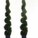 Two 5 Foot 4 Inch Artificial Cypress Spiral Trees Potted Indoor or Outdoor