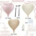 2 x Pink and Cream Heart Balloons Decorations, 10pcs Pink Cream Shape Heart Balloon with Black Bow Decoration for Birthday Bridal Shower Anniversary Gilrs Night Party Decorations