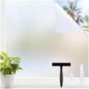 rabbitgoo Window Privacy Film for Glass Windows with Kit Decorative Clings UV Blocking Heat Control Static Cling Removable Bathroom Bedroom Door Home Coverings Pure, 35.4 x 118.1 inches