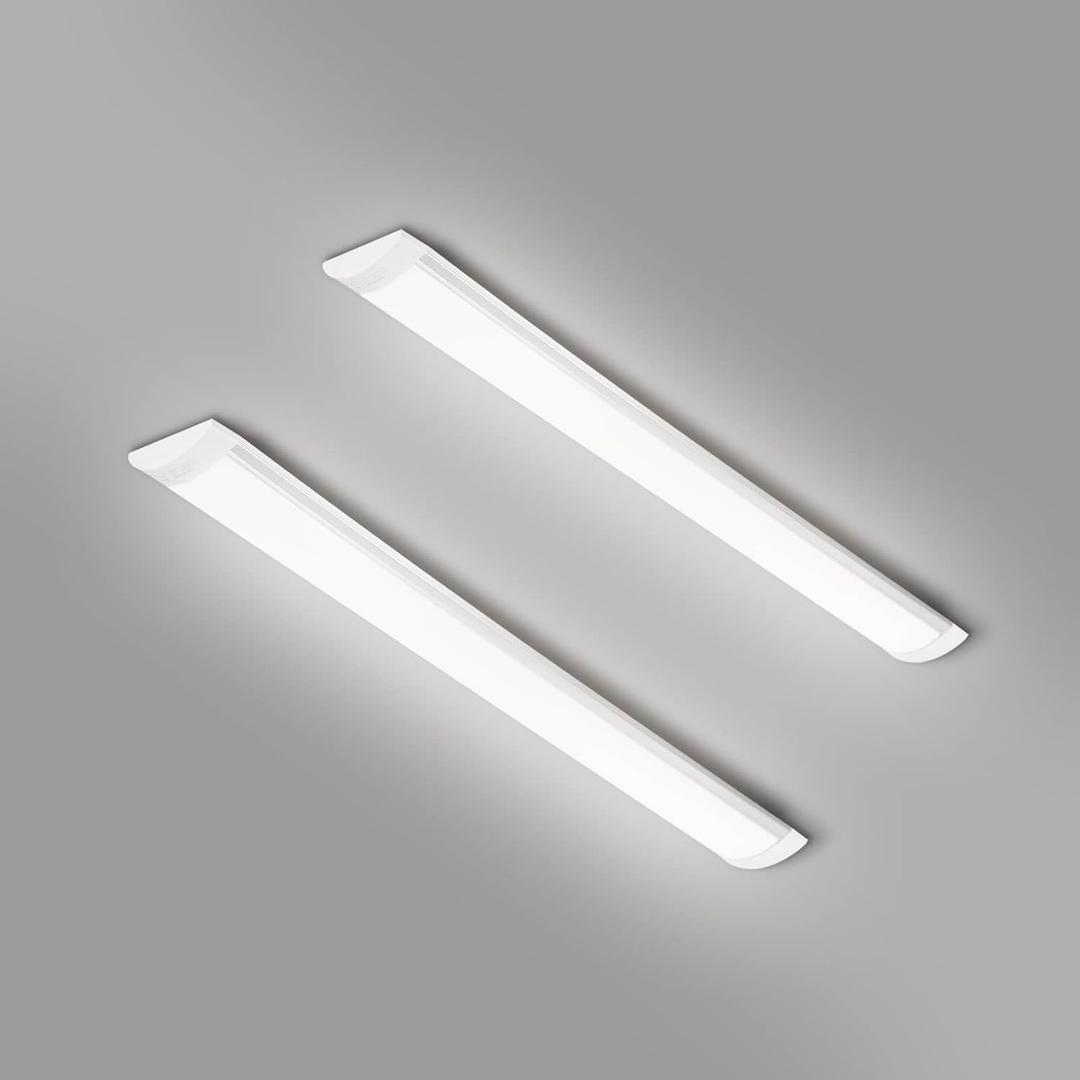2 Packs 2FT LED Batten Light, Ultra-Thin Ceiling Surface Mounted Light, 20W, Day Light 4000K, IP20, LED Ceiling Lamp for Garage, Shop, Hallway, Office, Market, 2FT 20W 1 PCAK