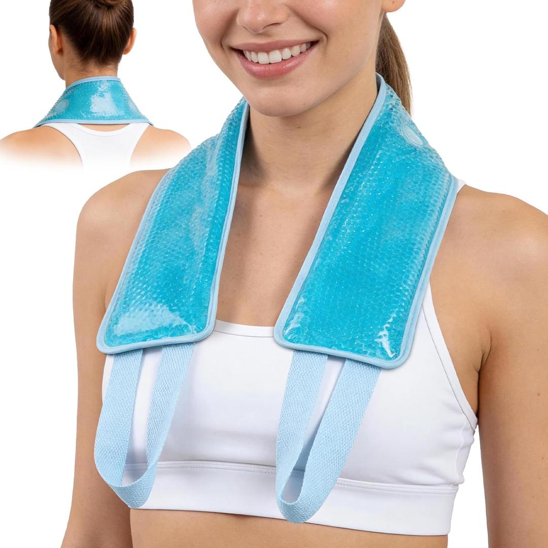 NEWGO Ice Pack for Neck Pain Relief, FSA Eligible, Neck Ice Pack Wrap for Cervical Pain Relief, Office Pressure, Sports Injuries, Swelling - 24.8" x 4.13"