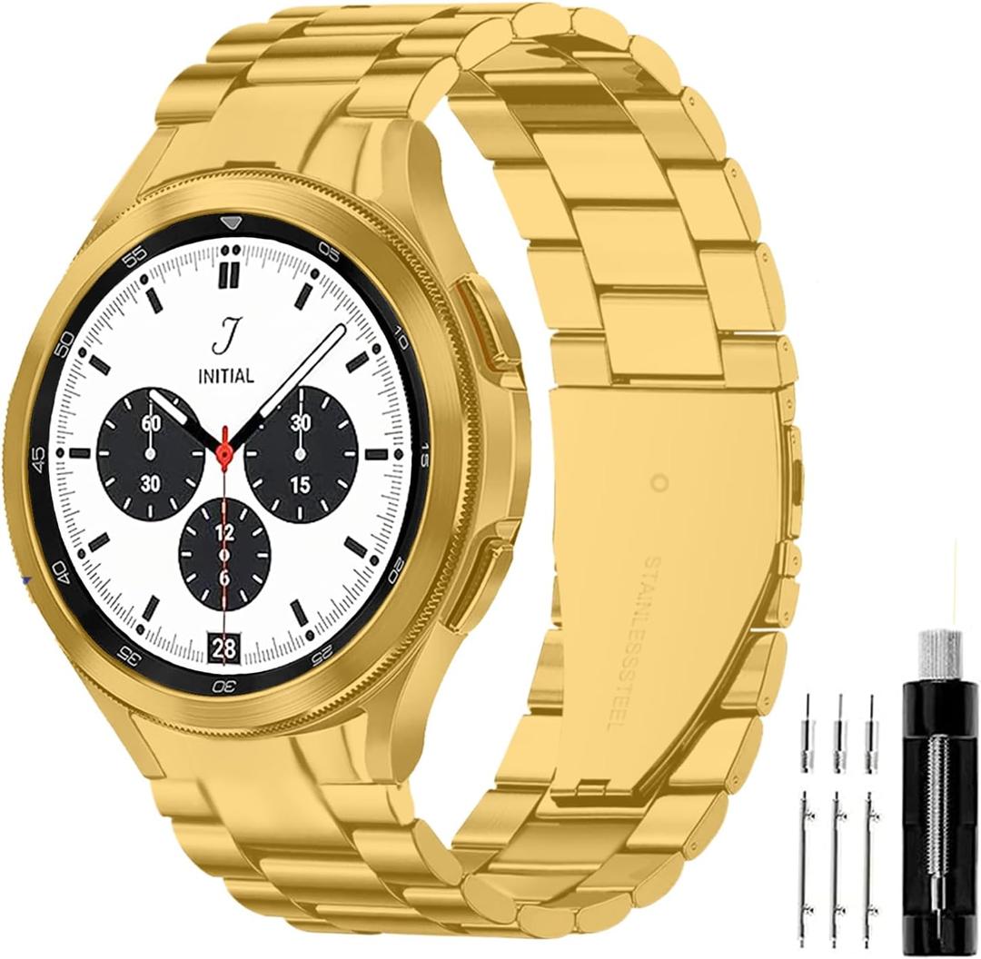 GOLDTOLUCK No Gap Stainless Steel Band Compatible with Samsung Galaxy Watch 8 7 6 5 4 Classic FE Pro Ultra 40mm 44mm 46mm 43mm 47mm 45mm 42mm Replacement Men Women Milanese Metal Elegant Casual