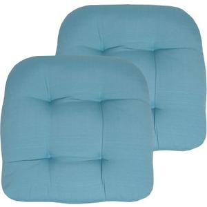Sweet Home Collection Patio Cushions Outdoor Chair Pads Premium Comfortable Thick Fiber Fill Tufted 19" x 19" Seat Cover, 2 Count (Pack of 1), Teal