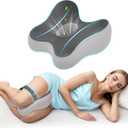 Knee Pillow for Side Sleepers Memory Foam Sciatica Pain Relief Leg Pillow, Removable Breathable Cover & Elastic Strap Grey