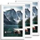 Hongkee 12x18 Frame Set of 3 - Display 11x17 Photo with Mat or 12 x 18 Poster without Mat, Wall Mounting Horizontal and Vertical, White