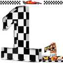 Mifoci 13.7" Race Car Cardboard Fillable Number Box for Charcuterie Fast Birthday Party Decor 1st 2nd 3rd 5th Number Shaped Box Black and White Checkered Snack Paper Mache Tray for Party Supplies (1)