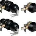 BESTTEN 2 Pack Keyed Same Exterior Door Knobs and Single Cylinder Deadbolts Combo Set, Keyed Alike Entry Door Knobs with Locks and Keys for Entrance and Front Door, Matte Black