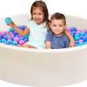 Baby Ball Pit for Toddlers, 47.2" x 13.8" Foam Ball Pit for Kids, Soft Round Ball Pool for Baby, Indoor and Outdoor Playpen, Ideal Gift for Children, White, (Balls not Included)