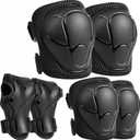 Kids Protective Gear Set, Knee and Elbow Pads with Wrist Guards for Ages 3-8 Year Toddler, 3 in 1 Enhanced Material Protective for Skating Cycling Bike Roller Scooter, Includes Organizer Bag (Black)