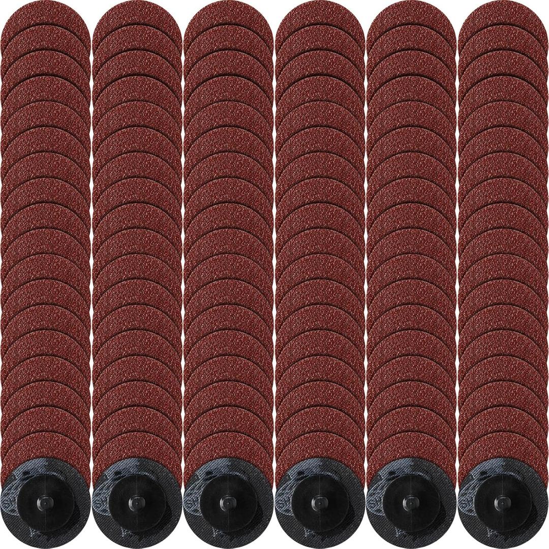 Newwiee 150 Pieces 2 Inch Sanding Discs 36 Grit Roll Lock Die Grinder Sanding Disc for Surface Prep Strip Grind Polish Finish Burr Rust Paint Removal Red