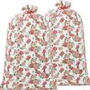 Leinuosen 2 Pcs 70 Inches Jumbo Gift Bag Large Pink Oversized Plastic Floral Gift Bags with Ropes Extra Large for Mother Day Wedding Birthday Baby Shower Party Favors