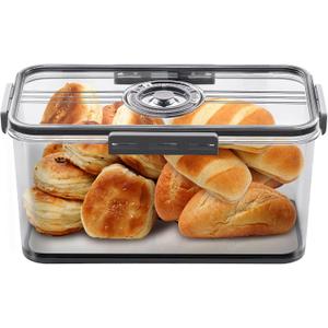 Bread Box for Homemade Bread Boxes for Kitchen Counter Airtight, Time Recording Bread Storage Container with Lid, Bread Containers Storage Airtight Loaf Bread Keeper, Dark Grey