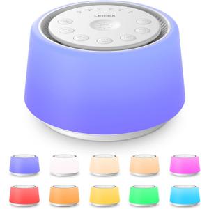 LEICEX White Noise Sound Machine | Sound Machine for Baby Rechargeable | 30 Soothing Sounds | 10 Colors Night Light | White Noise Machine for Sleep Baby Adults Portable Sound Machine for Home Travel