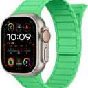 Magnetic Link Solo Loop Sport Bands Compatible with Apple Watch Band Ultra 2/Ultra SE Series 9/8/7/6/5/4/3/2/1 Silicone iWatch Band 49mm 45mm 44mm 42mm 41mm 40mm 38mm Women Men