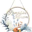 Ramadan Kareem Wreaths for Front Door, Eid Al-Fitr Artificial White Flowers Hanging Ramadan Door Wreath, Islamic Ramadan Decorations for Home Party (Blue)
