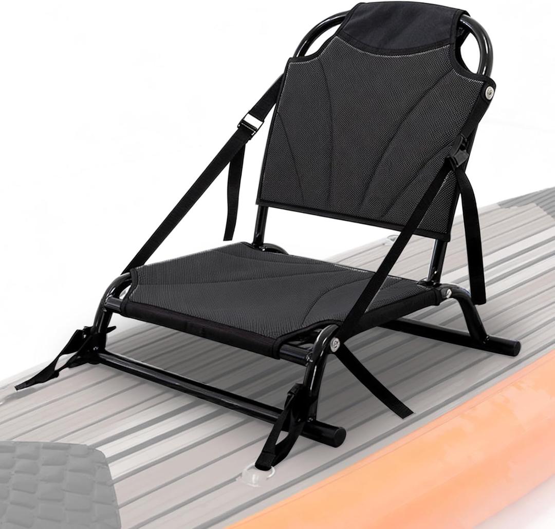 DUNDOO Kayak Seat with Back Support, Aluminum Frame Kayak Seat, Dual Mount for Inflatable Kayak, Sup Board & Sit-On-Top Kayaks, Strap & Rail Mount, Comfortable & Stable
