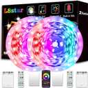 L8star Battery Powered Led Strip Lights, 2x16.4Ft (32.8Ft),Two Sets of Strip Light with 4 AA Battery Box/USB RGB LED Lights, Remote and APP Control (2x13Ft)