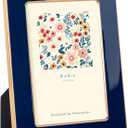 4x6 Enamel Picture Frame, Gold Metal Edge with Easel, Real Glass Photo Frame for Wall and Tabletop Display Family Office Photo Gallery, Navy Blue Enamel/1pc