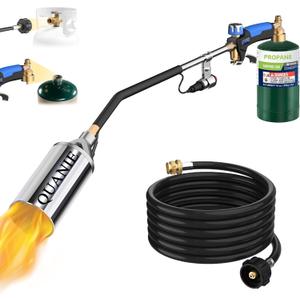 Propane Torch Weed Burner Kit,2,400,000 BTU Weed Torch Blow Torch with 1lb Propane Cylinder Adapter and 10FT Hose,Flamethrower with Turbo Trigger for Flame Weeding,Melting Ice Snow,Roofing