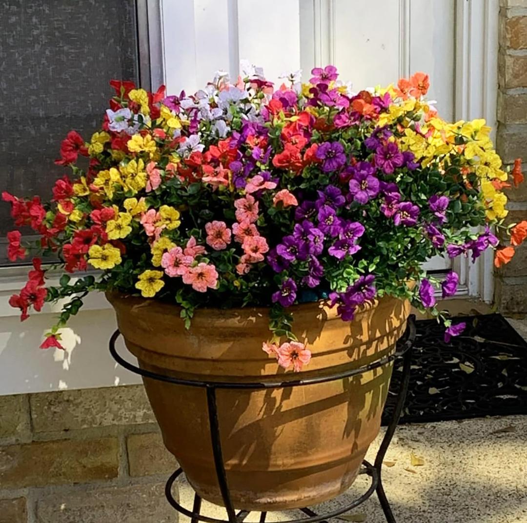 Artificial Flowers for Outdoors 16 Bundles Fake Flowers Fake Plants Spring Summer Decoration UV Resistant Fake Silk Flowers for Porch Patio Home Planter Window Box Yard Garden Decor