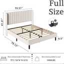 Full Bed Frame with Vertical Channel Tufted Headboard & Wingback