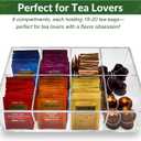 Acrylic Tea Bag Organizer - Clear Tea Storage Box, K Cup Coffee Pods Holder with 8 Compartments, Tea Station Organizer for Countertop, Modern Tea Display Stand