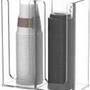 Richboom Acrylic Coffee Cup and Lid Storage Organizer Holder, 2 Compartments, Clear