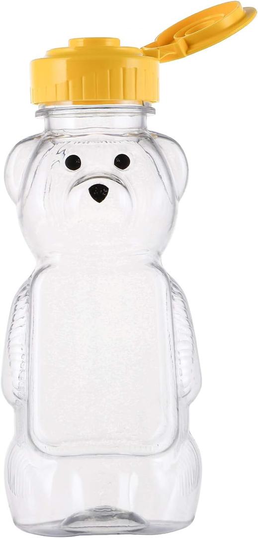Bekith  8 Fluid Oz Plastic Bear Honey Bottle Jars, Honey Squeeze Bottle Empty with Flip-top Lid for Storing and Dispensing