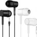 3.5mm Wired Earbuds, Stereo Sound in-Ear Headphones with Built-in Mic, Simple Volume Control, Universal Wired Earphones for School, Work, Travel - Men, Women (2 pack)