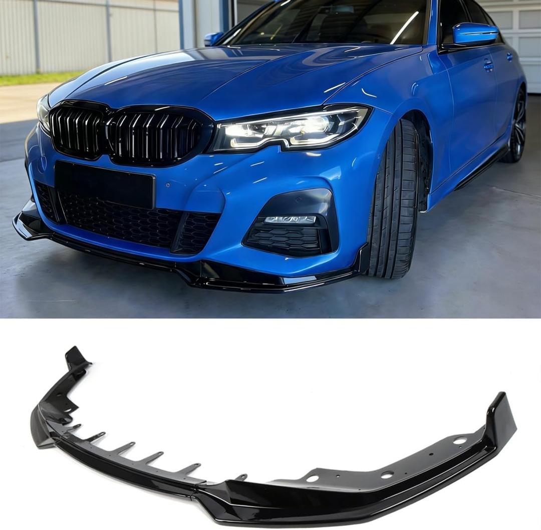 Front Lip Compatible with BMW G20 3 Series M Sport 330e 330i M340i 20192022, V Style Front Bumper Chin Splitter Spoiler for 330i 330e M340i (Gloss Black)