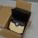 HMCITY 120 LED Outdoor Solar Lights- with Motion Sensor and 3 Lighting Modes, IP65 Waterproof Wide Solar Wall Lights Ideal for Garden Patio Yard (Front Button 4Packs, Black Shell-Warm White)