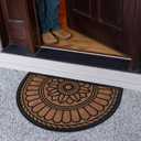 Mibao Half Round Door Mat, Non-Slip Welcome Entrance Way Mat, Durable Rubber Door Mats, Low-Profile Heavy Duty Doormat, Half Circle Mats for Garage, Patio, High Traffic Areas, 23.5" x 35.5", Coffee, 1'11" x 2'11"