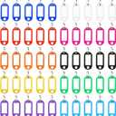 NACHLYNN 50 Pack Plastic Key Tags with Key Ring and Tag Combinations for Keychains Pet Identification Luggage (50, Multicolor, 2 x 0.85 in)
