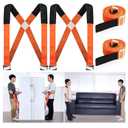 Lifting Straps with Thickened Sponge Pads, Adjustable 2-Person Shoulder Lifting and Moving System Safely Easily for Furniture, Appliances, Mattresses, Heavy Objects up to 800lbs (Orange1)