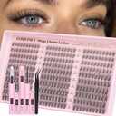 Lash Clusters Kit 9-14mm Wispy Eyelash Clusters Lashes Natural DIY Lash Extension Kit Short Cluster Eyelash Extensions Kit 300pcs C Curl Individual Lashes Cluster Eyelash (With Tweezers)
