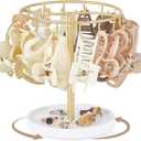 Dahey 360 Degree Rotating Claw Clip Organizer, Metal Hair Clip Holder with Wood Base and 14 Hooks Storage Display Hair Accessories Bracelets Keychains Jewelry for Girls Women Bedroom Dorm Vanity Decor