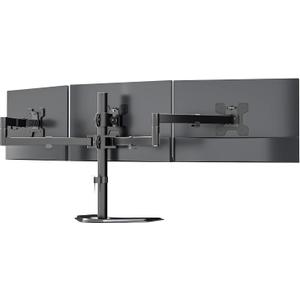 WALI Triple Monitor Stand, Free Standing Three LCD Monitor Fully Adjustable Desk Mount Fits 3 Screens up to 27 inch, 22 lbs Weight Capacity per Arm (MF003), Black