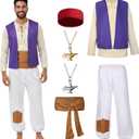 Men's Arabian Prince Costume, Halloween and Birthday Party Costumes - Including 2 Necklaces (Medium)