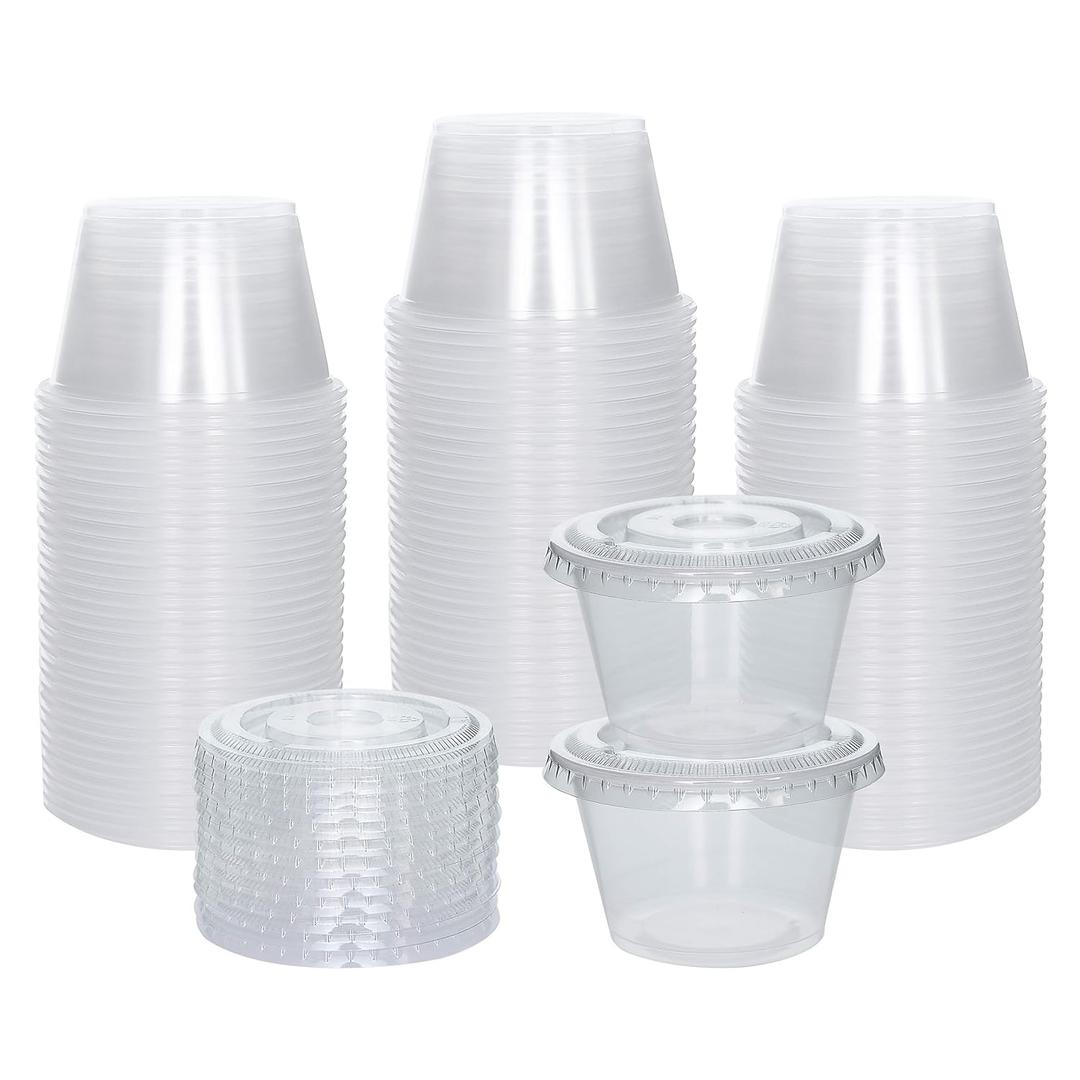 Galashield [100 Sets] 4 oz Small Plastic Containers with Lids, Jello Shot Cups, Disposable Portion Cups, Condiment Containers with Lids, Souffle Cups for Sauce and Dressing
