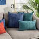 Kevin Textile Throw Pillow Cover Outdoor Waterproof Decorative Square Cushion Covers Water Resistant Pillowcase Shell for Couch Tent Park Pack of 2 (16 x 16 Navy Blue)