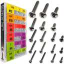 EEEEE Self Tapping Screws Assortment Set 552pcs, Assorted Screws SAE #4#6#8#10#12 304 Stainless Steel Sheet Metal Screws Kit Phillips Drive Wood Screw Assortment (SAE Pan Head 552pcs)